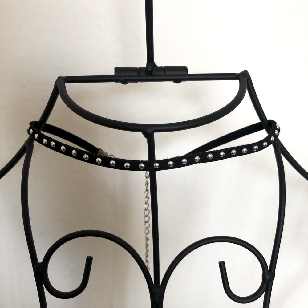 Dainty Rivet Black Suede Choker
